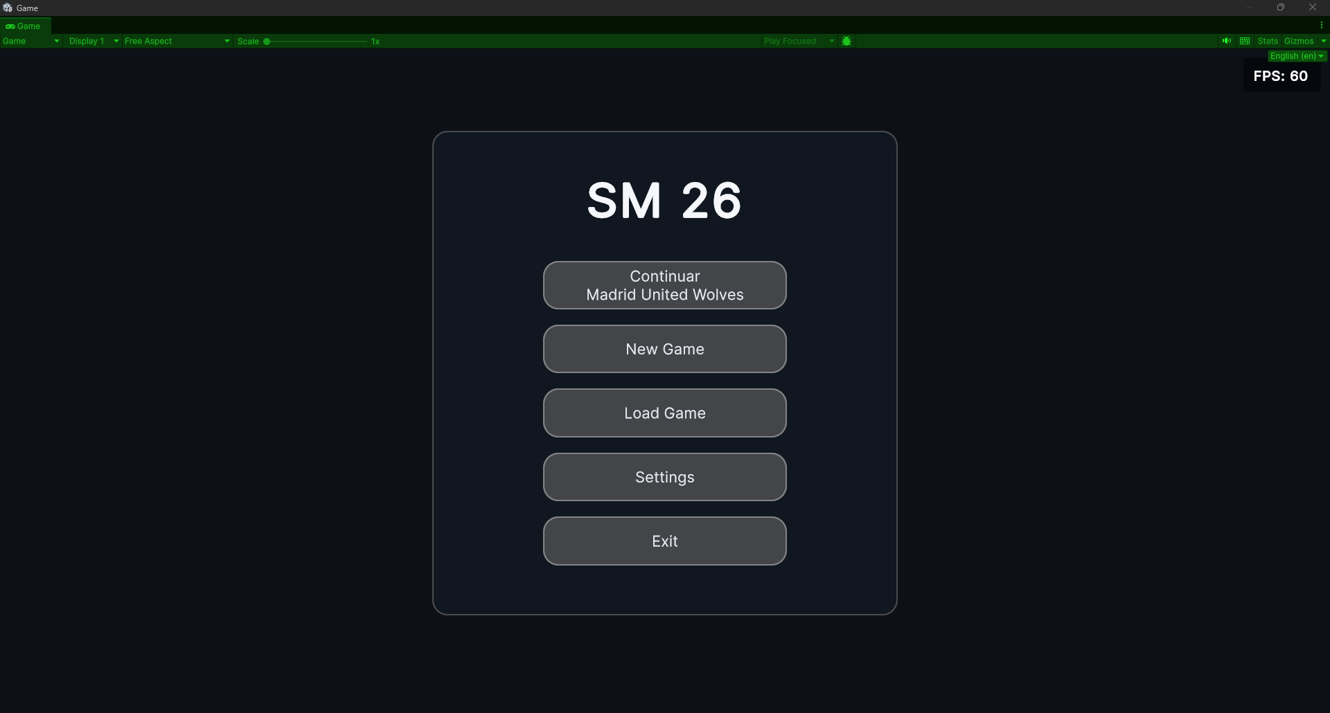 Captura de pantalla del menú principal de Manager de esports